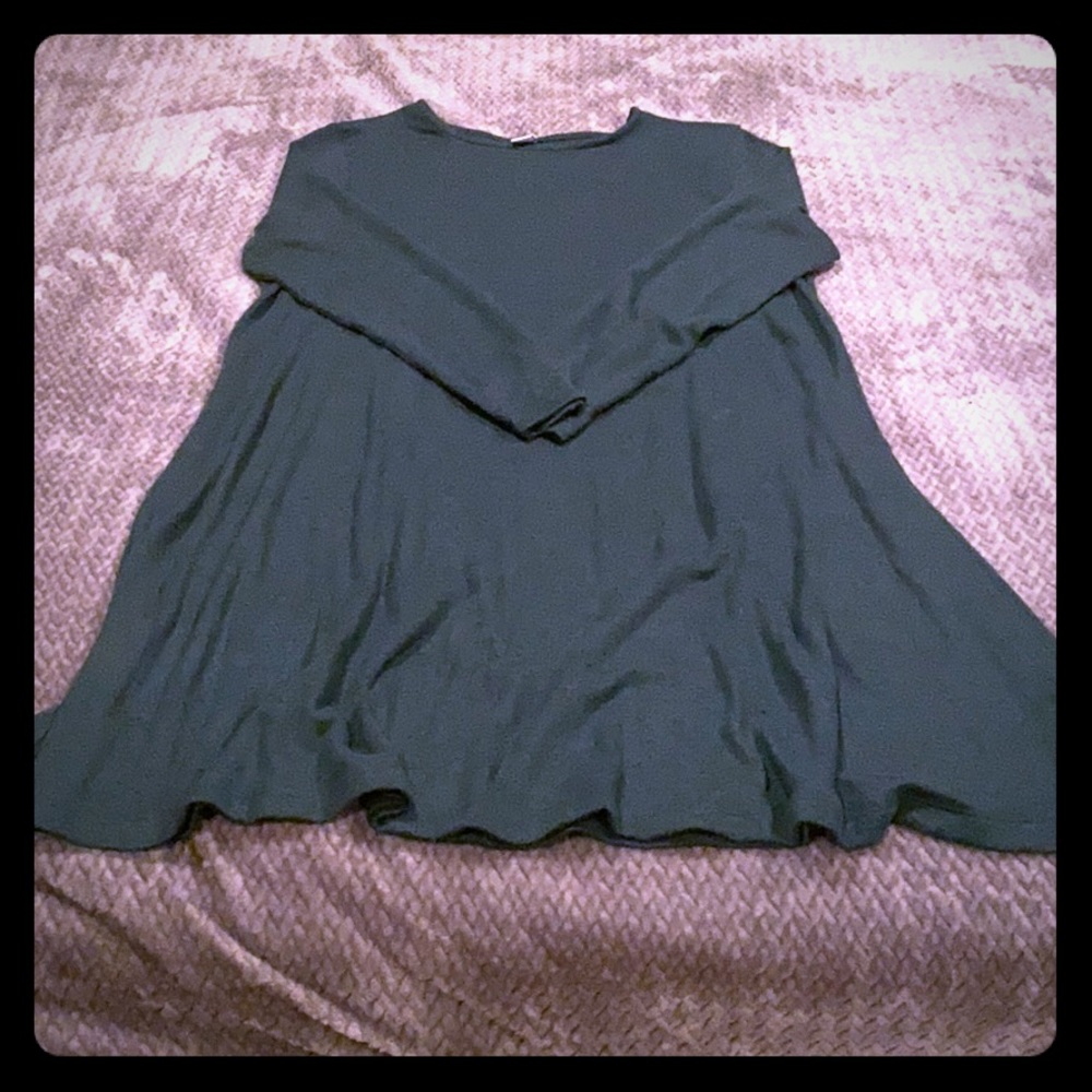 Hunter green soft cotton long sleeve dress